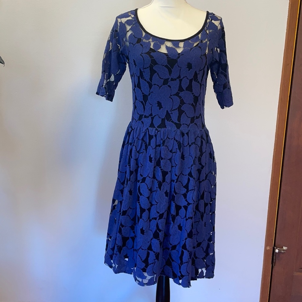 Anthropologie lace dress, size M, navy